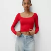 Square neckline long sleeve T-shirt Square neckline long sleeve T-shirt