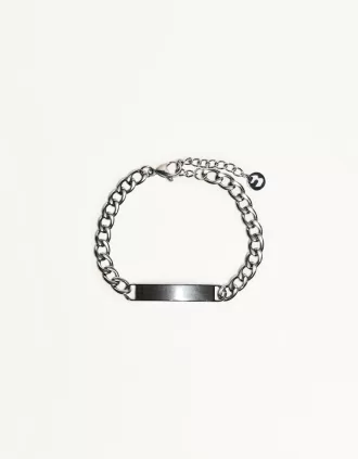 Steel bracelet with plaque