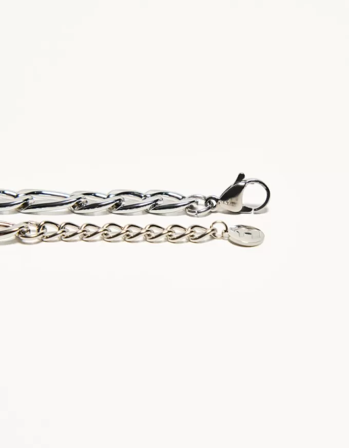 Steel chain link bracelet