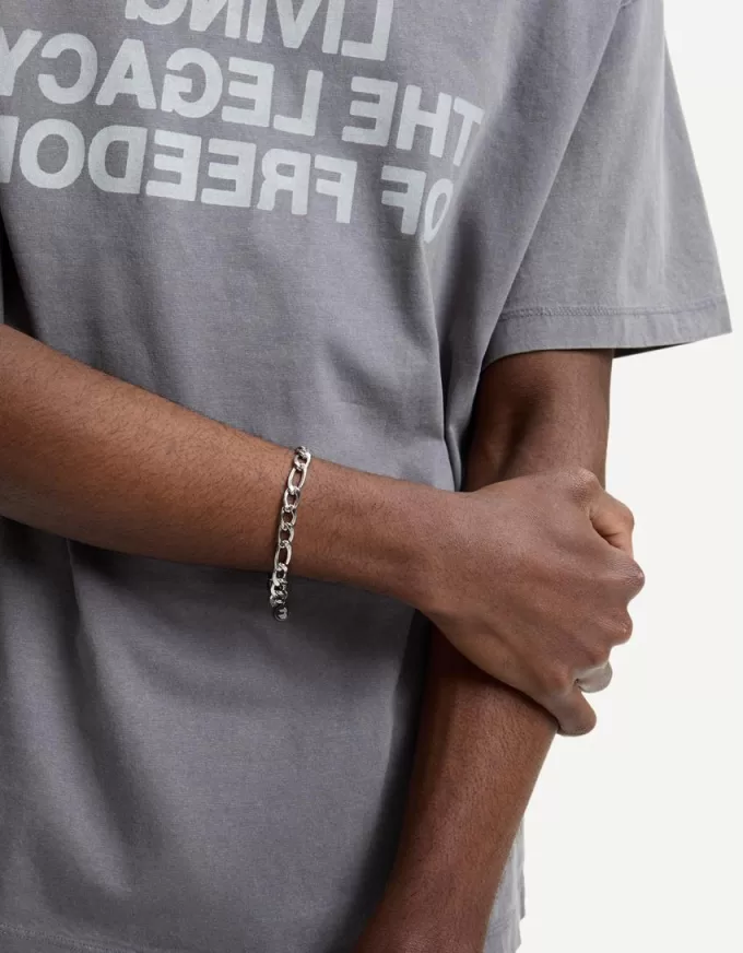 Steel chain link bracelet