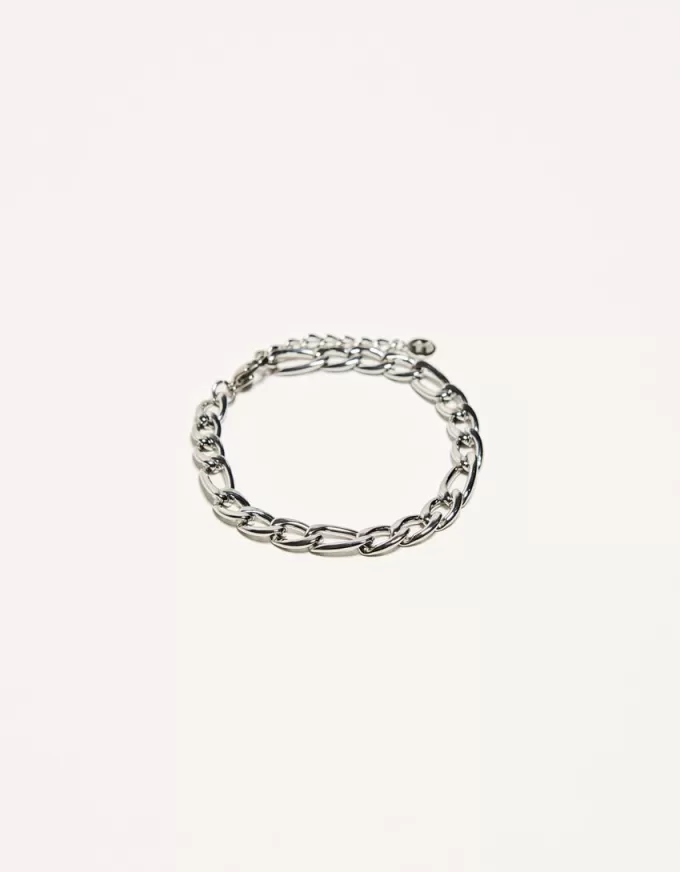 Steel chain link bracelet