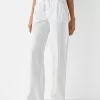 Straight fit cotton pants with ribbed waist Straight fit cotton pants with ribbed waist