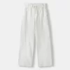 Straight fit cotton pants with ribbed waist Straight fit cotton pants with ribbed waist