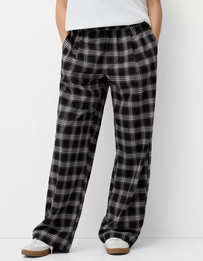 Straight fit plaid pants Straight fit plaid pants