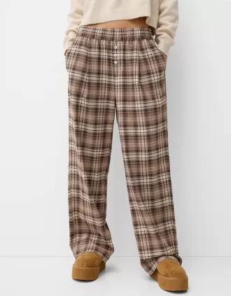 Straight fit plaid pants