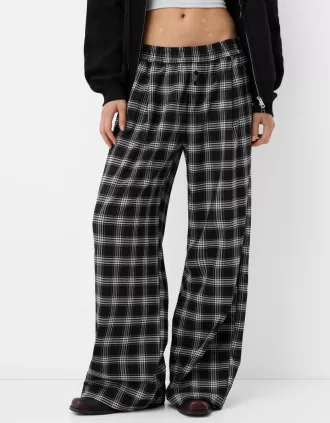Straight fit plaid pants