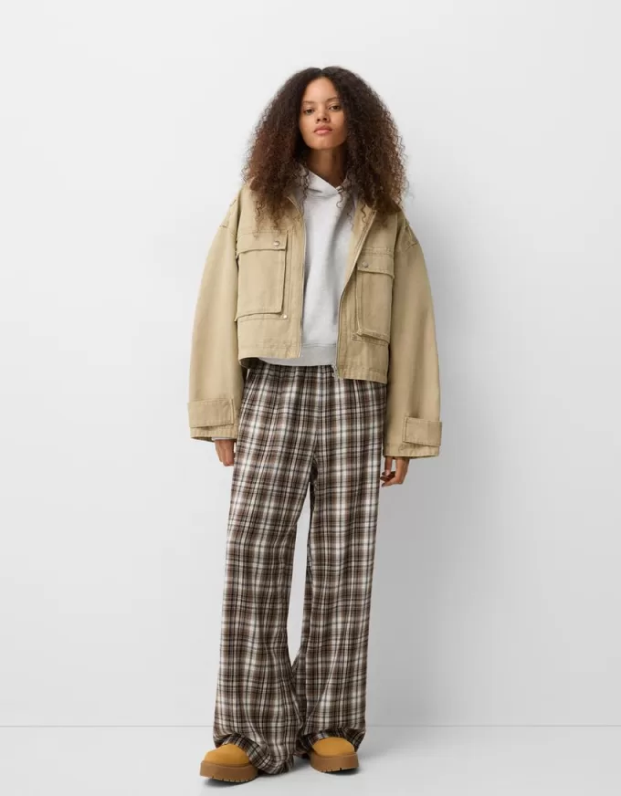 Straight fit plaid pants Straight fit plaid pants