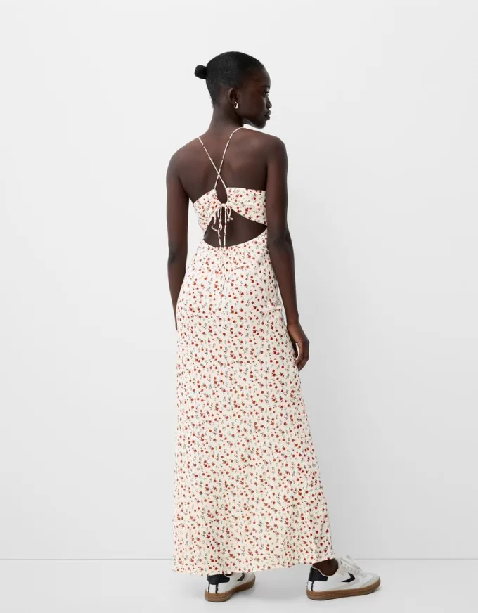 Strappy crepe maxi dress