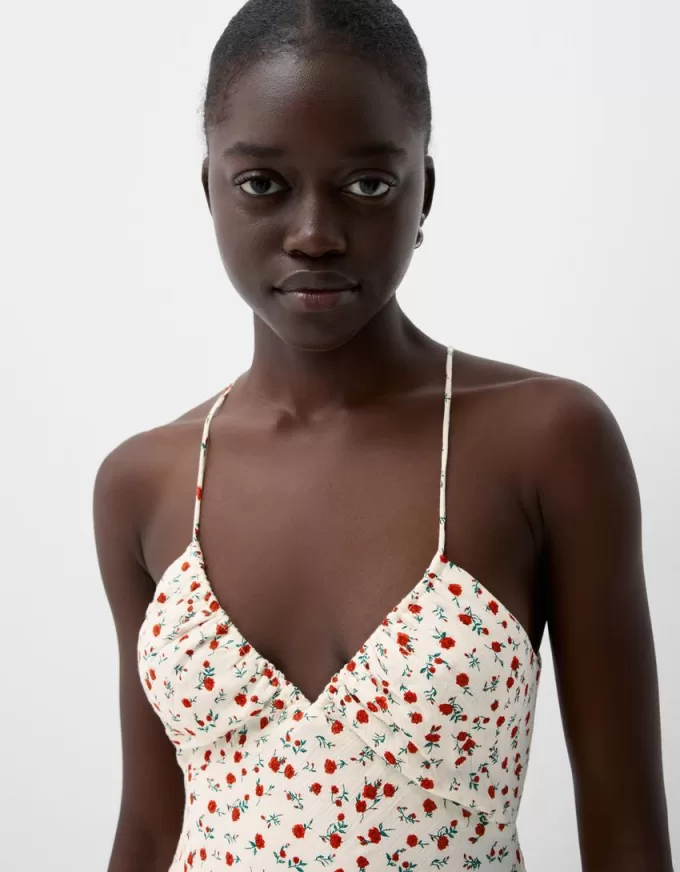 Strappy crepe maxi dress