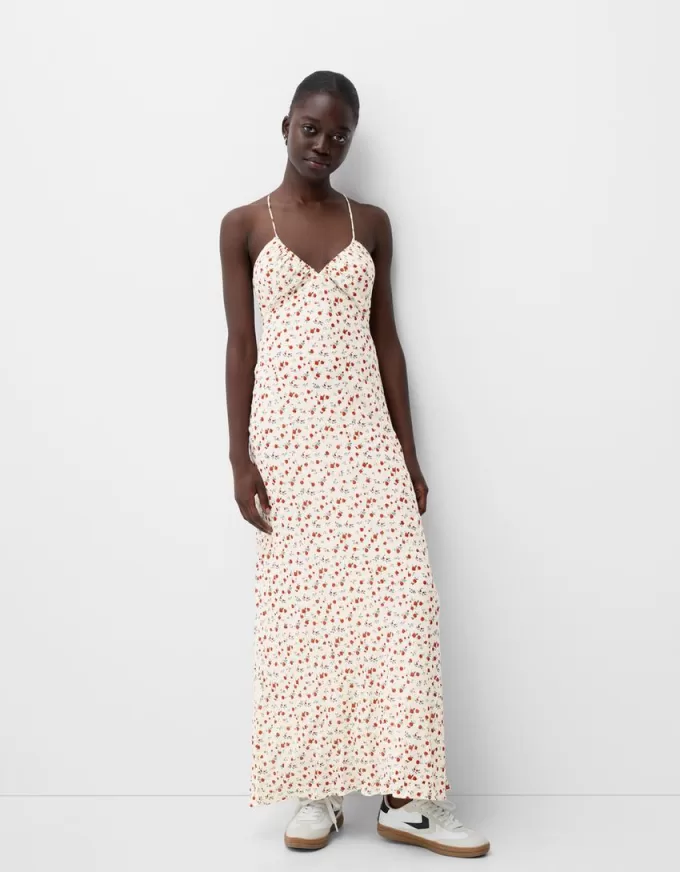 Strappy crepe maxi dress