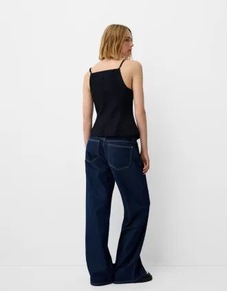 Strappy linen blend vest