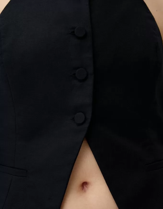 Strappy linen blend vest