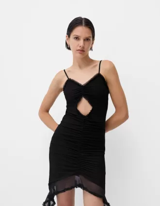 Strappy tulle dress with ruffles