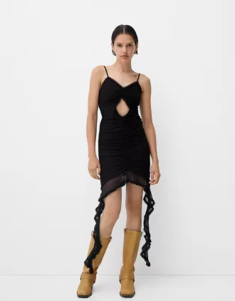 Strappy tulle dress with ruffles