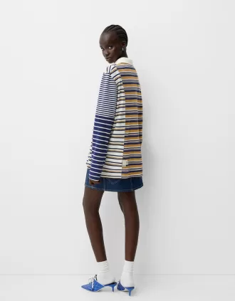 Striped long sleeve polo shirt