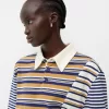 Striped long sleeve polo shirt