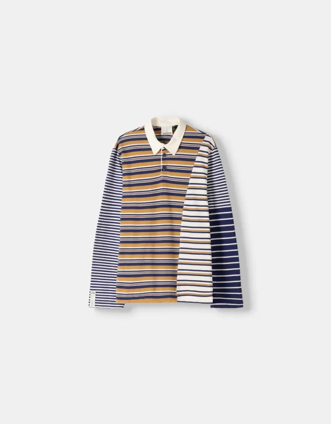 Striped long sleeve polo shirt