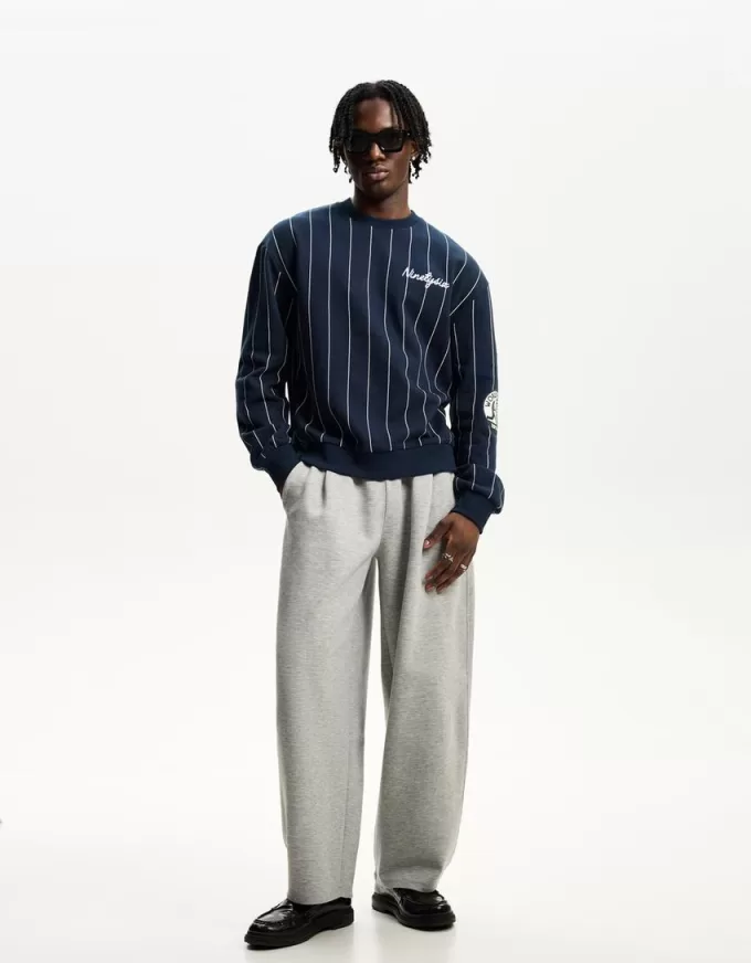 Striped print sporty sweatshirt