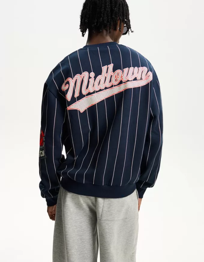 Striped print sporty sweatshirt