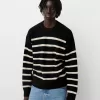 Striped purl knit sweater