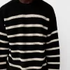 Striped purl knit sweater