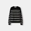 Striped purl knit sweater