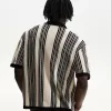 Striped textured short sleeve shirt