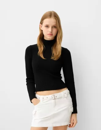 Studded cargo mini skirt with belt