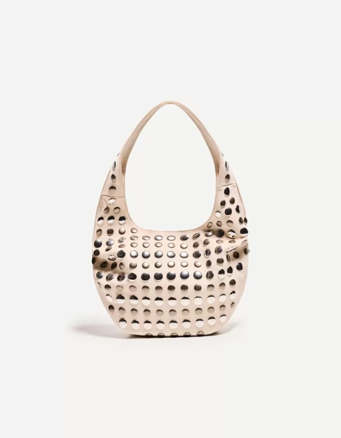 Studded faux suede bag