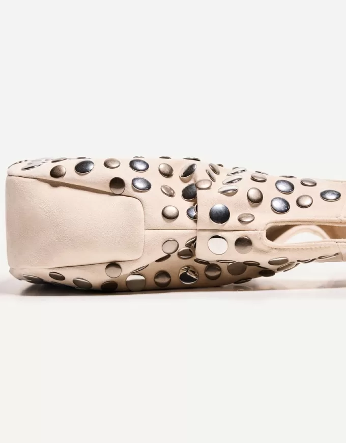 Studded faux suede bag
