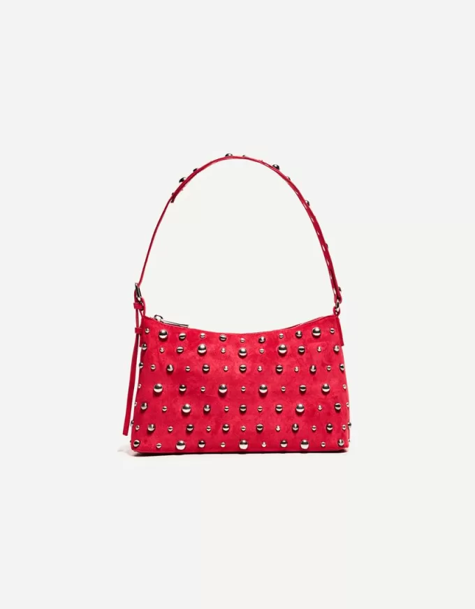 Studded faux suede bag
