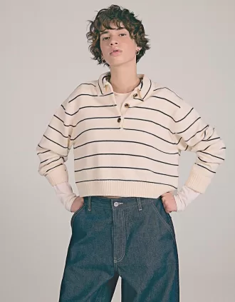 Sweater with polo collar