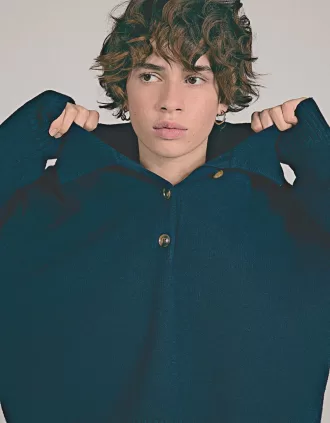 Sweater with polo collar