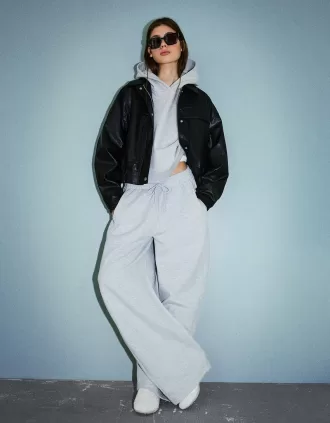 Sweatshirt material barrel pants