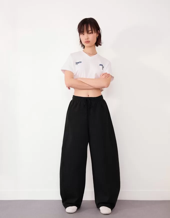 Sweatshirt material barrel pants Sweatshirt material barrel pants