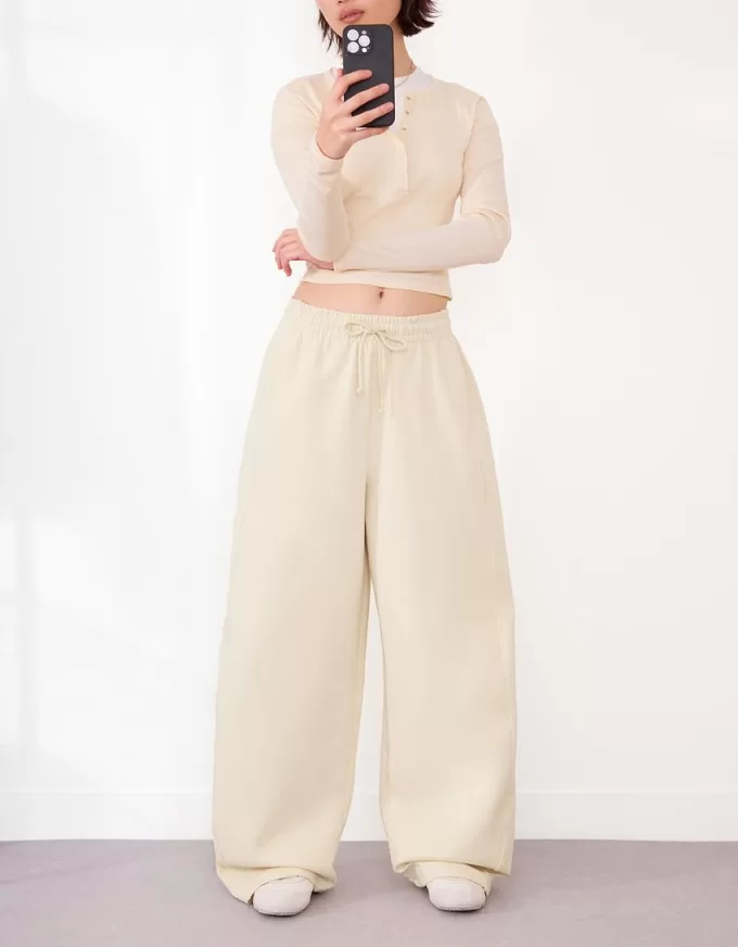 Sweatshirt material barrel pants Sweatshirt material barrel pants