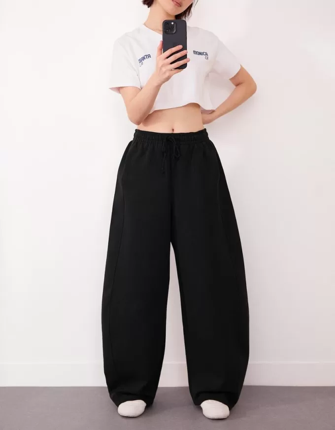 Sweatshirt material barrel pants Sweatshirt material barrel pants