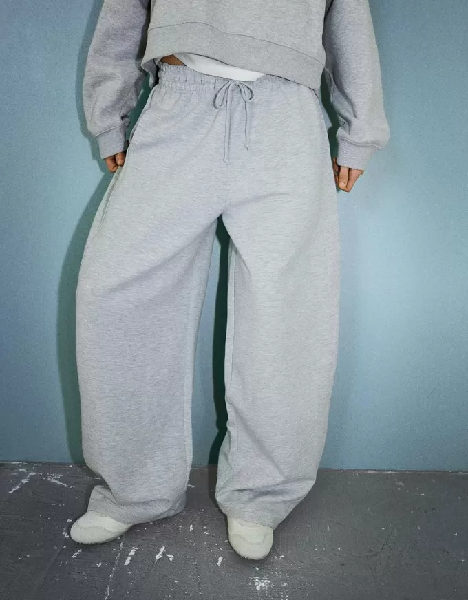 Sweatshirt material barrel pants Sweatshirt material barrel pants