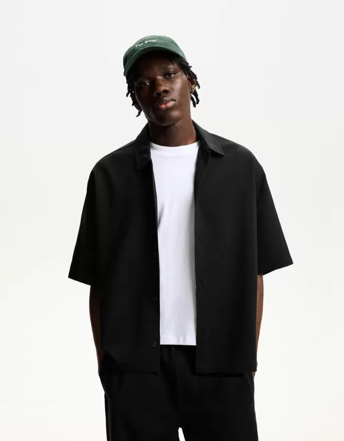 Tailored short sleeve boxy fit shirt