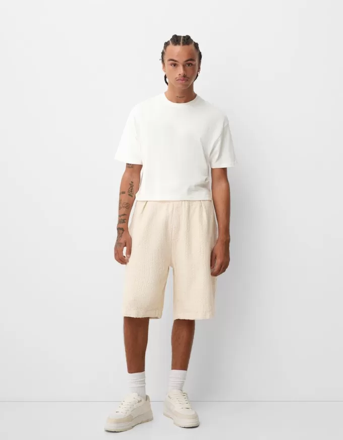 Textured Bermuda sweatpants Textured Bermuda sweatpants