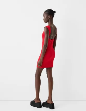 Textured mini dress with open back