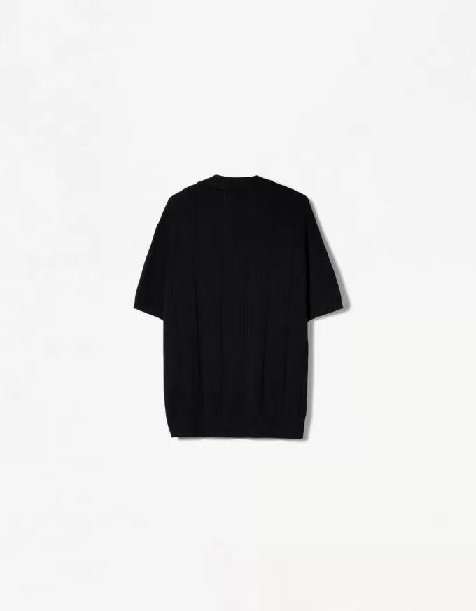 Textured short sleeve polo shirt