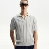 Textured short sleeve polo shirt