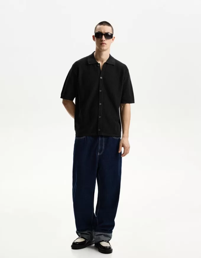 Textured short sleeve shirt