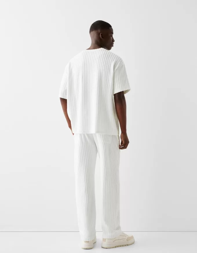 Textured striped short sleeve T-shirt Textured striped short sleeve T-shirt