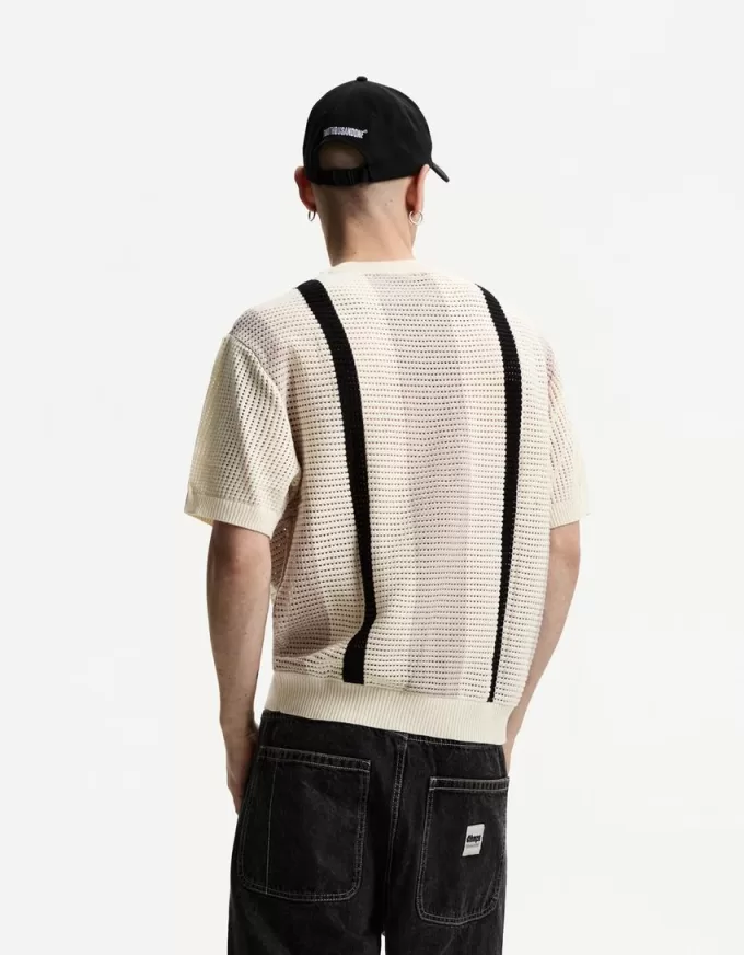 Textured striped short sleeve T-shirt