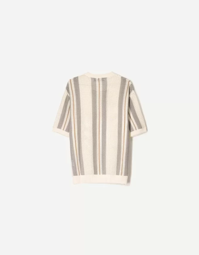 Textured striped short sleeve T-shirt