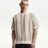 Textured striped short sleeve T-shirt