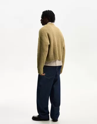 Textured weave embroidered sweater