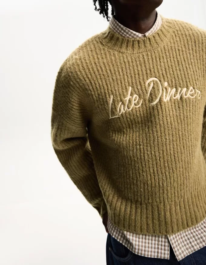 Textured weave embroidered sweater Textured weave embroidered sweater